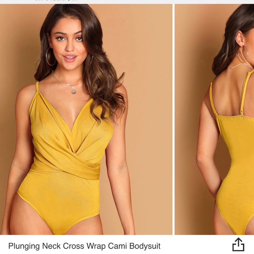 Yellow Plunge Neck Bodysuit
